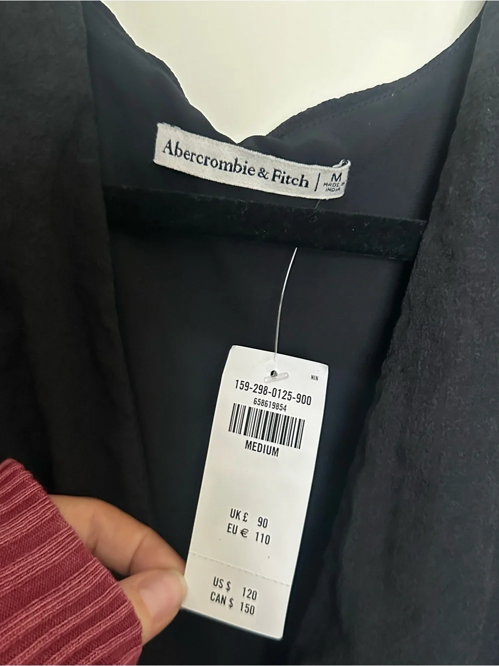 NWT Abercrombie Black Puff-Sleeve Maxi With Waist Tie - M